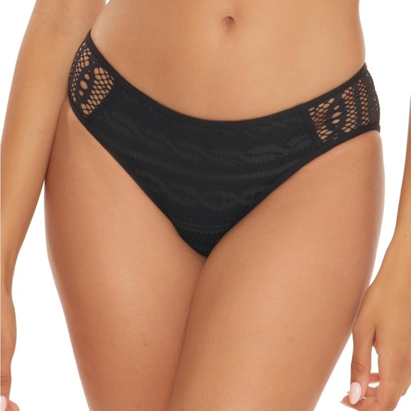 BECCA Other - 414. NWT Becca Sunburst Crochet Tab Side Hipster Bikini Bottom Black Size Small